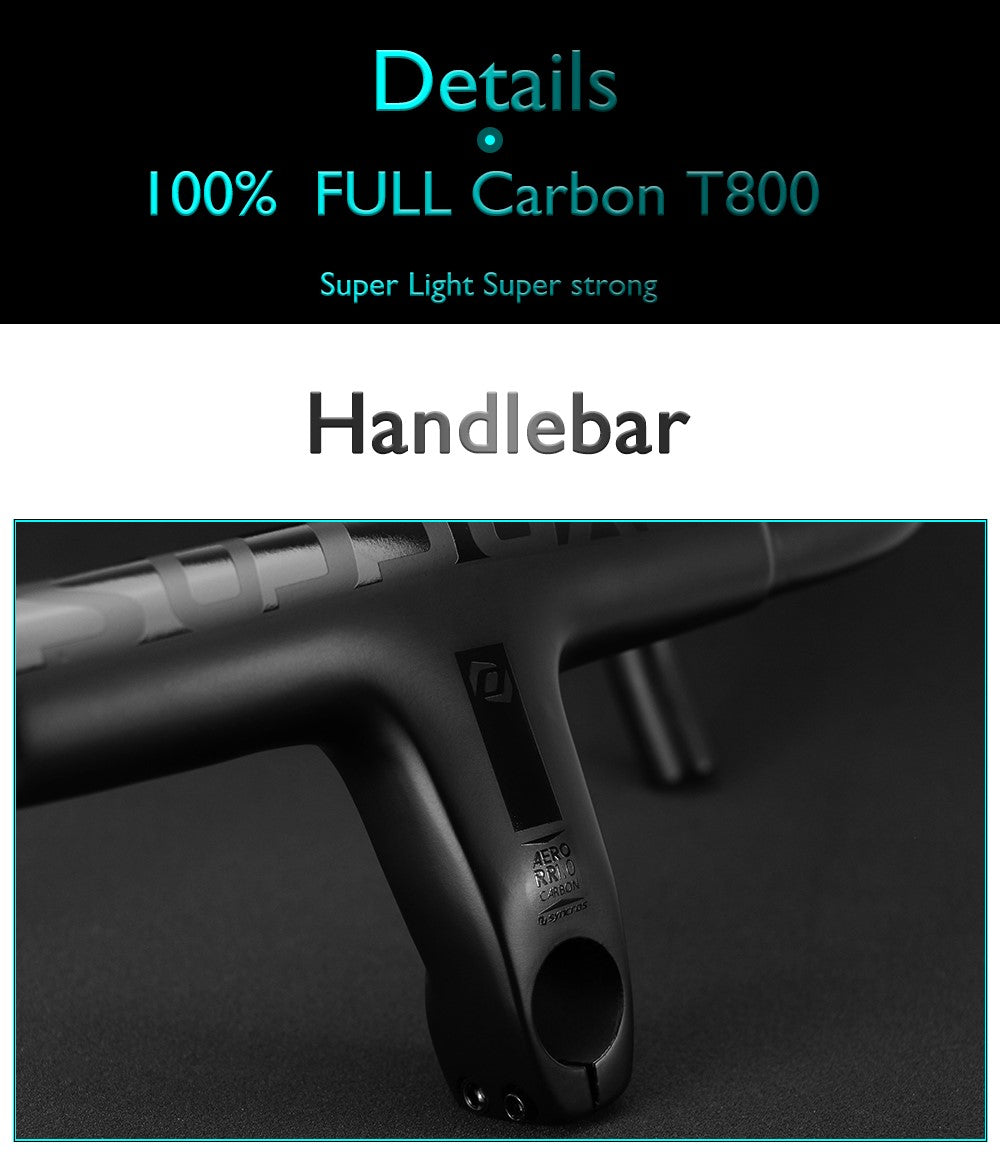 New Style Aero Integrated Road Bicycle Handlebar UD Carbon with Headset Spacers and Computer Mount